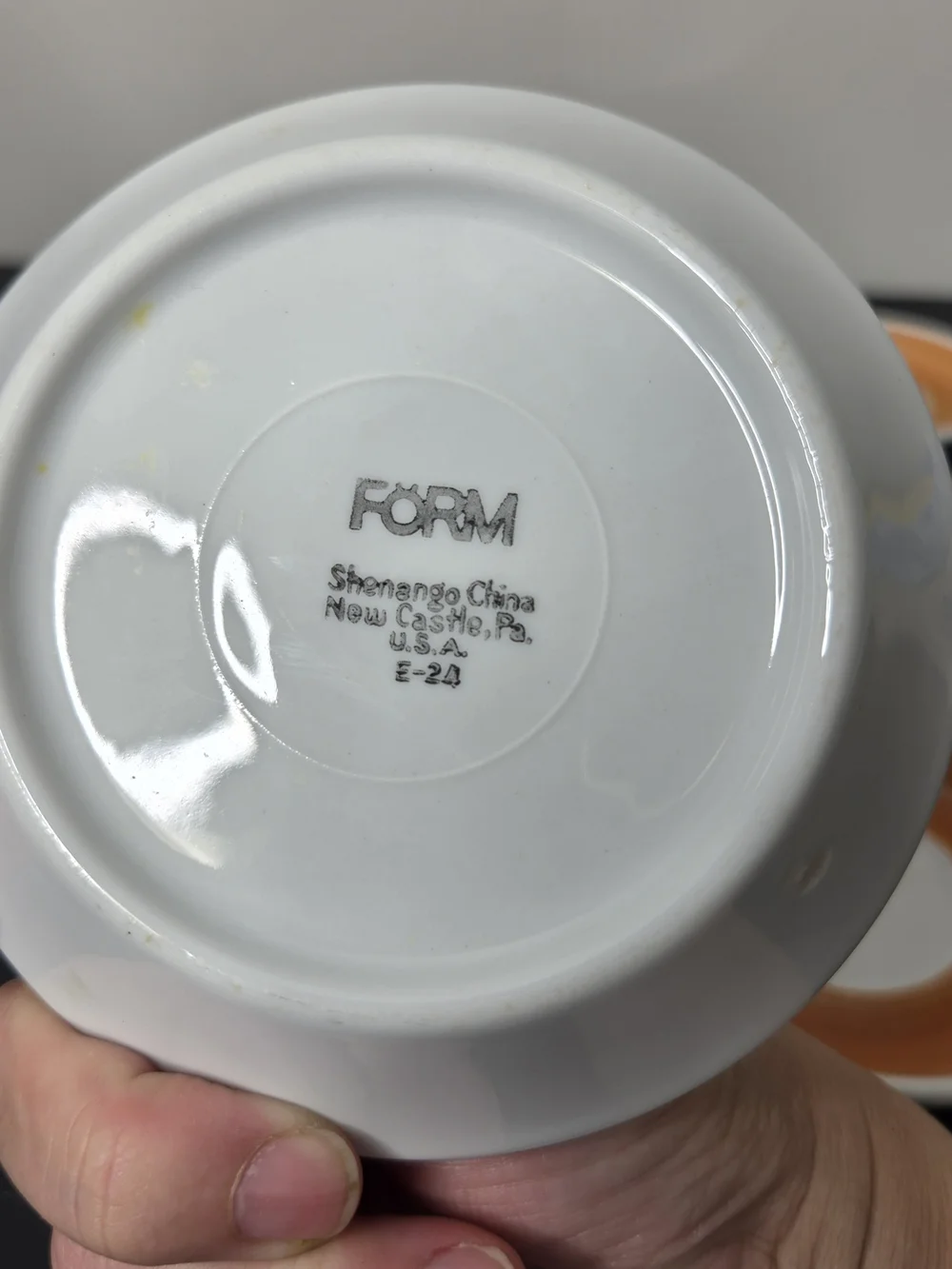 Form Shenango China Set of 8 Orange and White Glazed Saucer Plates 5